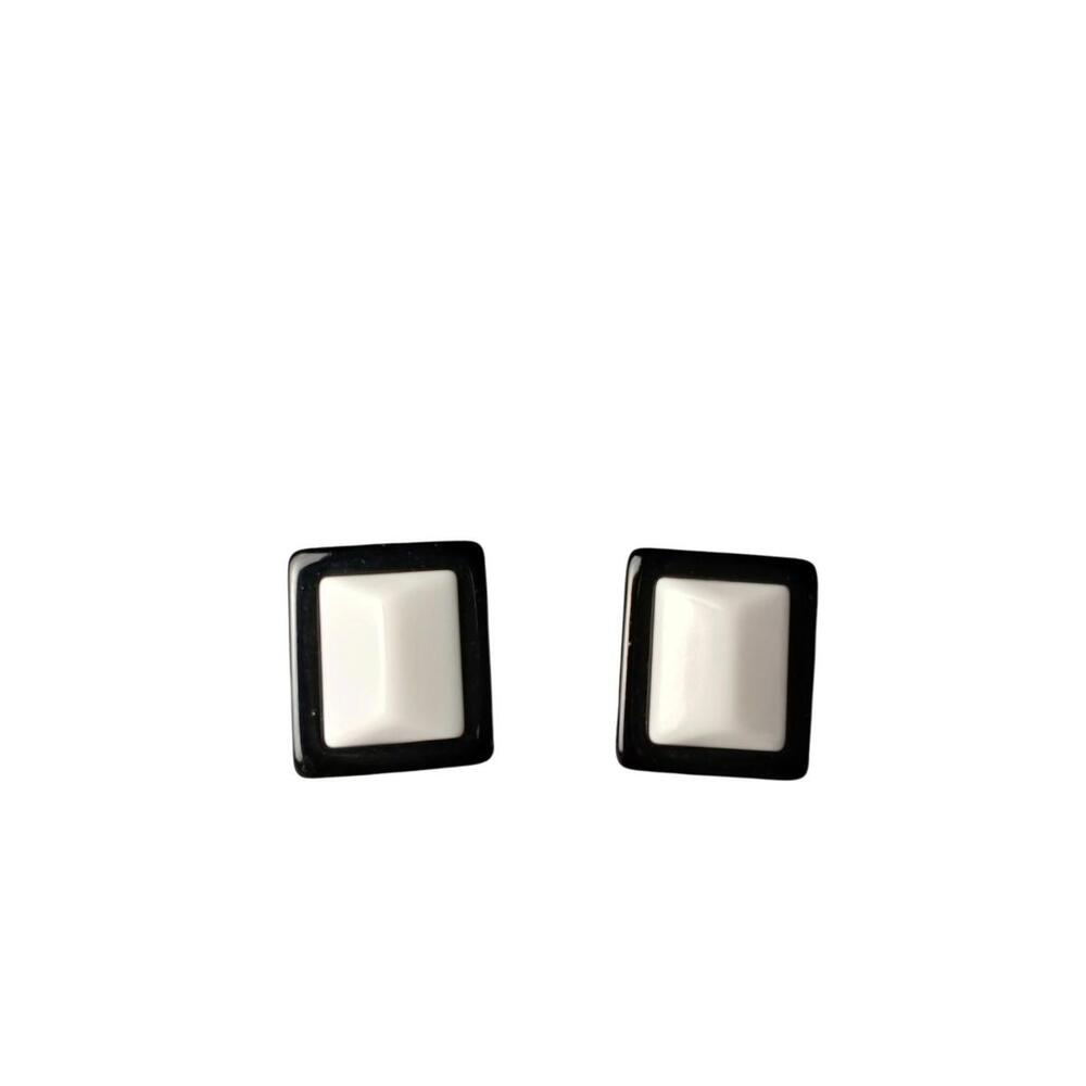 Boucles d'oreilles Carrées Noir et Blanc / Black and White Square Earrings